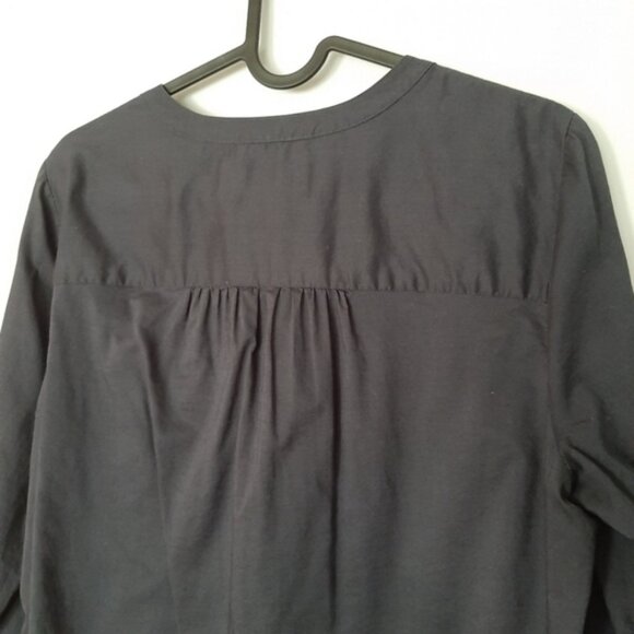 LOFT Ann Taylor 100% Cotton Utility Sleeve Button Down Shirt Top Navy Blue Sz S - Picture 8 of 9